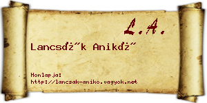 Lancsák Anikó névjegykártya